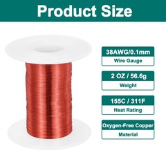 38 AWG Magnet Wire 2 oz Magnetic Coil Wire 155C(311F), Red,White