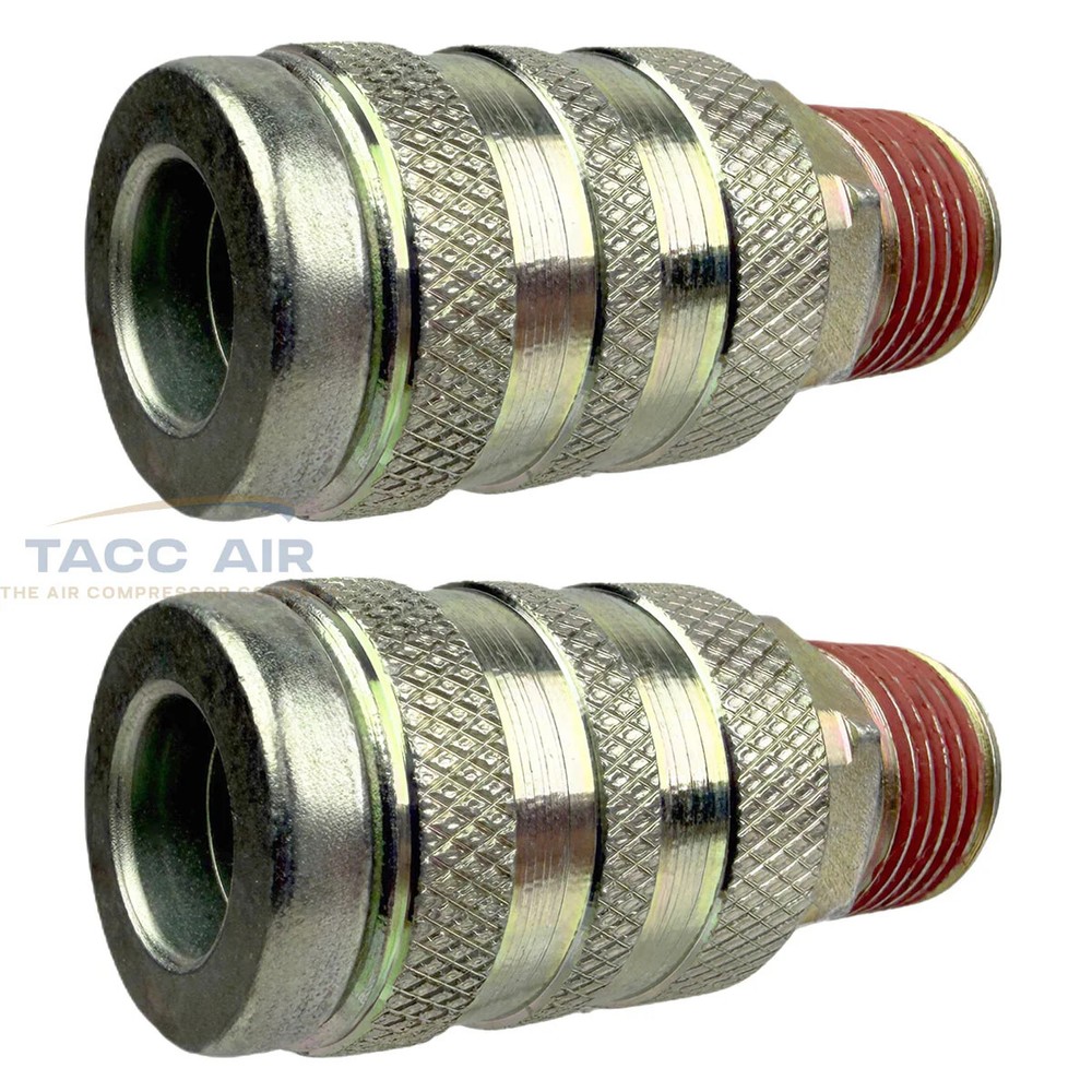 2 PC Industrial M style Air Compressor Quick Connect Coupler 3/8″ NPT Male Steel