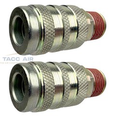 2 PC Industrial M style Air Compressor Quick Connect Coupler 3/8″ NPT Male Steel