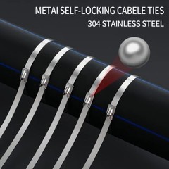 100PCS Metal Zip Ties Stainless Steel Heavy Duty Self-Locking Cable Ties Lock US