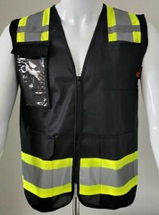 FX Two Tone Black Safety Vest with 4 Front Pocket Small to 2XL