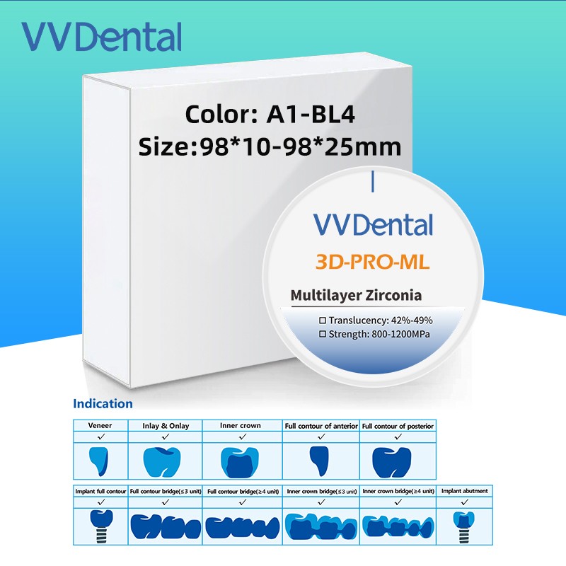 Dental 3D-Pro Multilayer Zirconia Blocks Transmittance 42%-49% Dental Lab Use