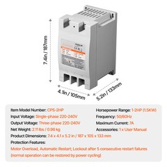 2HP Single 1 Phase to 3 Phase Converter Digital Phase Shifter 220V-240V