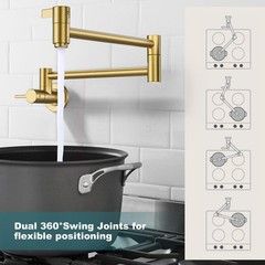 Brushed Gold Pot Filler Faucet Arcora Modern Pot Filler Wall Mount Folding