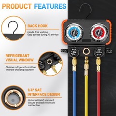 AC Manifold Gauge Set 3 Way for R22 R134a R410a Refrigeration Charging