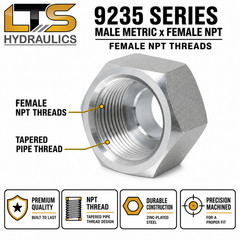 14 mm Male Metric Port 60° Cone x 1/4″ Female NPT Pipe 9235-14-04 with Oring