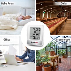 TempPro TP49 3 Pieces Digital Hygrometer Indoor Thermometer Oyster White