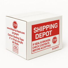 1 Roll 2″x110yd STOP If Seal Broken Tape Red/White Security Packing Tape