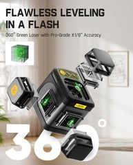 Fanttik D12 Ace Laser Level 360 Self Leveling 3X360 Rechargeable 3D Green Cross
