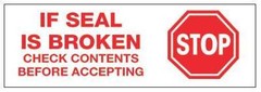 1 Roll 2″x110yd STOP If Seal Broken Tape Red/White Security Packing Tape