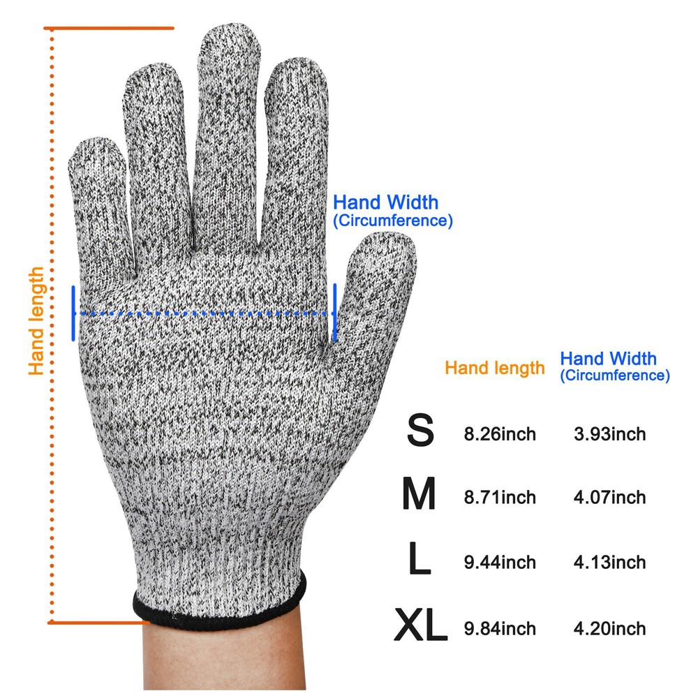 4 Pairs Level 5 Anti-cut Gloves Safety Cut Proof Stab Resistant Kitchen Butcher