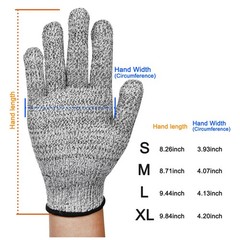 4 Pairs Level 5 Anti-cut Gloves Safety Cut Proof Stab Resistant Kitchen Butcher