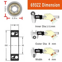 20Pcs 693ZZ Ball Bearing 3 x 8 x 4mm Double Shielded Deep Groove Chrome Bearings