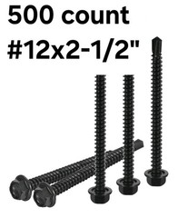 #12×2-1/2 Hex Washer Head Self Drilling Screws – 500 Pack – Self Tapping 410