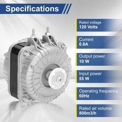 2024 New YZF10-20 Fan Motor AC 120V 10/55W 0.8A 60Hz 1550rpm Shaded Pole…