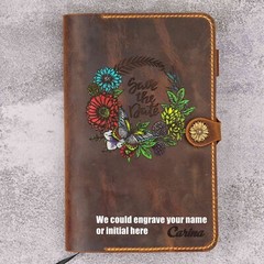 Hand Painted moleskine leather cover personalized with pen loop