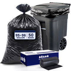 Plasticplace 95-96 Gal Trash Bags 1.2 Mil 50 Ct Black FREE SHIP