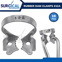 10 Pcs Endodontic Rubber Dam Clamps #12A Stainless Steel German Grade