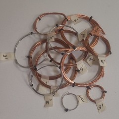 Copper Wire Coils Lot, bright and shiny Assorted Lengths w/ Tags