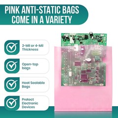 Pink Open Ended Flat Top Anti-Static Bag AntiStatic Poly Bags 4mil Electronic