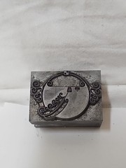Vintage Art Nouveau Metal Letterpress Printing Block • Decorative Scroll Motif.