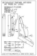 18″ x 50″ Hydraulic Excavator Thumb Fits Most Machines 24000 to 39000 lbs USA