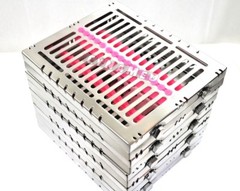 5 PINK GERMAN DENTAL AUTOCLAVE STERILIZATION CASSETTE RACKTRAY FOR 15 INSTRUMENT