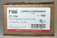 NEW (100-Pack) NSI CT-104 Copper Compression C-Tap Connector 4 AWG – 6 AWG (Run)