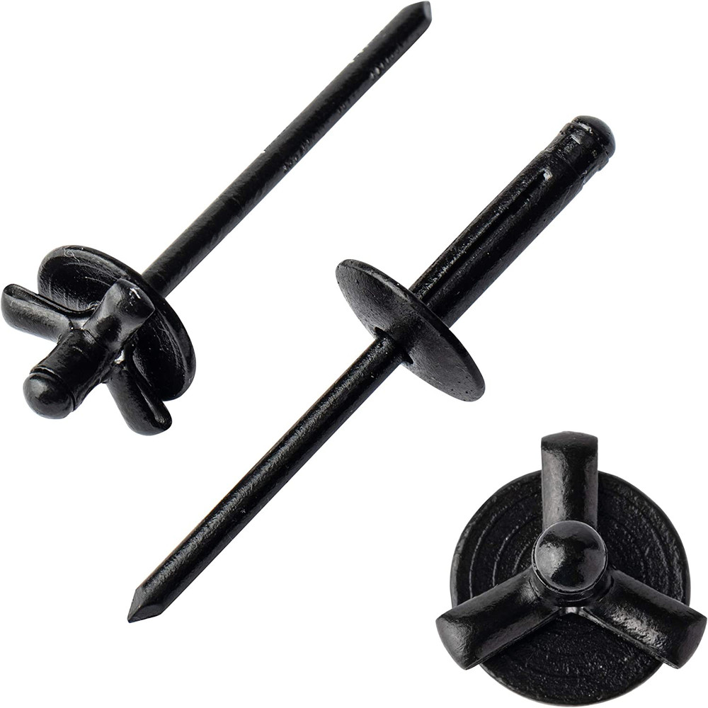 50Pcs 3/16″ X 4/5″ Large Head Tri-Fold Exploding Aluminum Pop Rivets (Black)