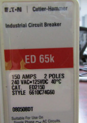 😃 NEW CUTLER HAMMER 150 AMPS CIRCUIT BREAKER 240 VAC 2 POLE ED2150