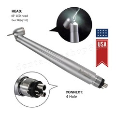 Dental 45 Degree Surgical LED High Speed Handpiece 4 Hole Single water Spray