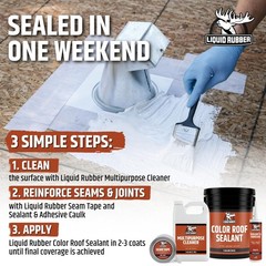 Liquid Rubber Color Roof Sealant- Elastomeric Waterproof Coating White, 1 Gallon