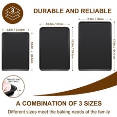 Baking Sheet Pan Set of 3, Commercial Cookie Sheets for Baking, large, Black