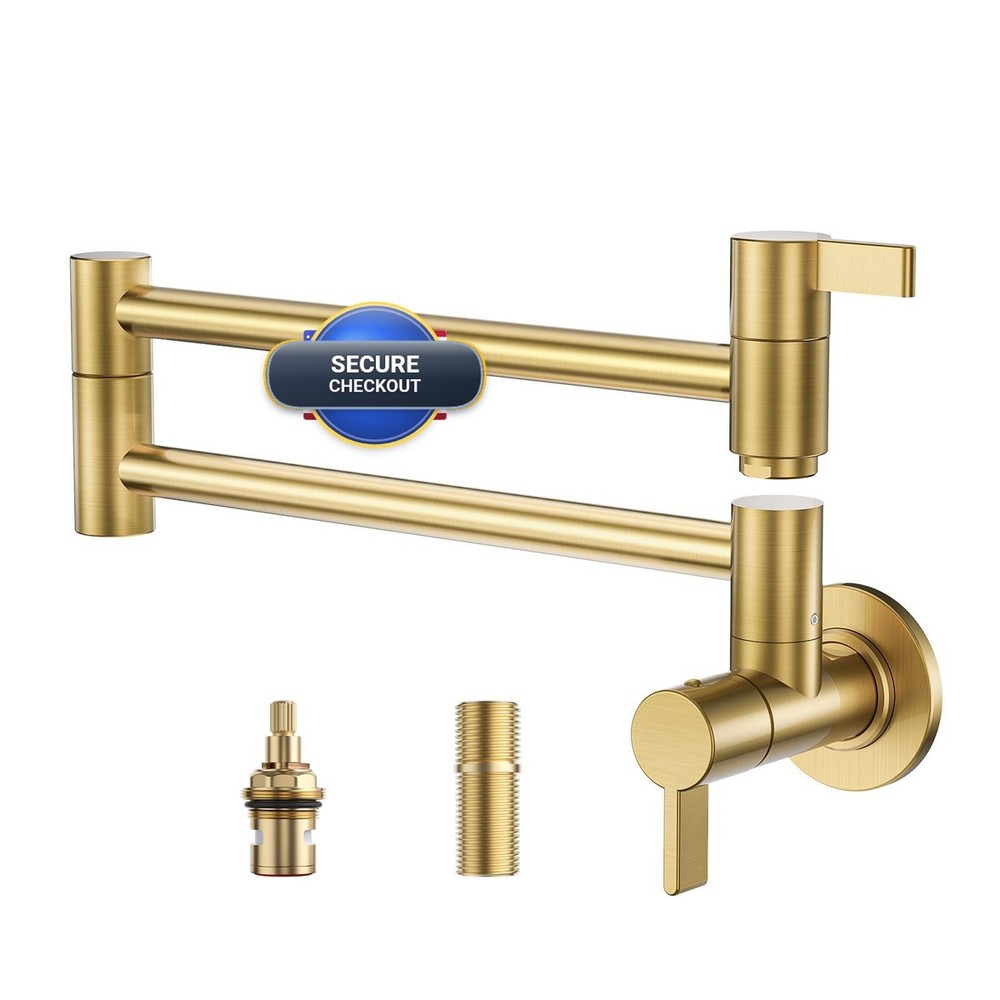 Brushed Gold Pot Filler Faucet Arcora Modern Pot Filler Wall Mount Folding