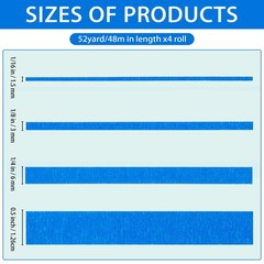 QDiShi 4 Rolls Fine Line Tape(Blue), Fineline Masking Tape in 1/16, 1/8, Blue