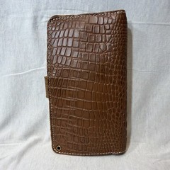 Planner Perfect Traveler’s Notebook Wallet w/ Purse Strap – Brown Alligator Skin