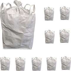 FIBC Bulk Bags 35″X35″X43″ – Pack of 10 Duffle Top, Flat Bottom | Heavy Duty Con