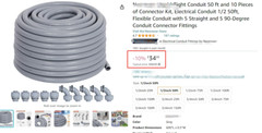 1/2″ 50ft Electrical Conduit Kit – Flexible Non-Metallic Liquid-Tight Conduit