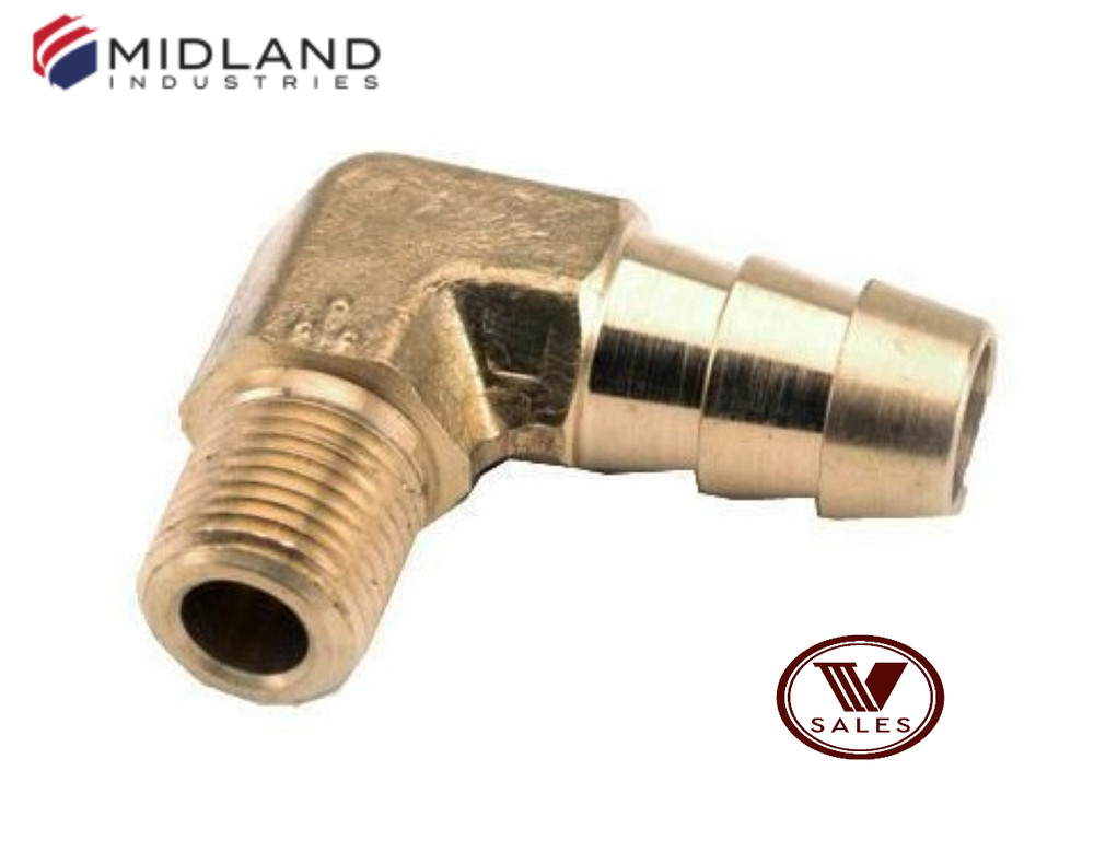 BRAND NEW! Midland Metal 1/4″ Barb x 1/4 Male NPT Brass Elbow 32039