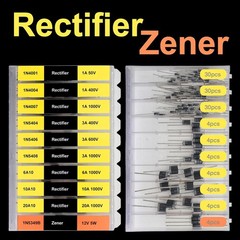 200 Diode Assortment Kit 20 Types Rectifier Schottky Zener 1N4001 1N4007 1N4148