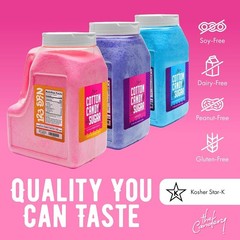 Cotton Candy Floss Sugar 6lbs 96oz jars- 3 Pack Strawberry, Raspberry Blue an…