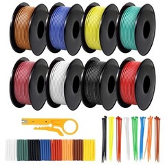 18 AWG Stranded Silicone Wire Kit – 16.5ft in 8 Colors, Tinned Copper for DIY, A