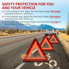 3X Reflective Warning Triangles Emergency Kit For Car Safety Security Truck Road