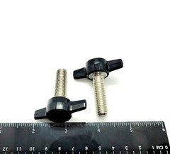 M10 x 35mm Clamping Thumb Screws with Black Tee Wing Butterfly Knob Bolts 2 Pack