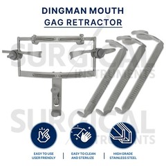 DINGMAN Mouth Gag with Blades Surgical Dental Instruments Stainless German Grade