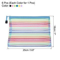 Mesh Zipper Pouch, A5 Nylon Mesh Cosmetic Bags Pencil Case Document Bag Zippe…
