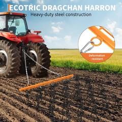 ATV Tractor Drag Harrow 4×4 ft & 5×4.5 ft, 3/8″ & 1/2″ Teeth, Tow-Behind Grading
