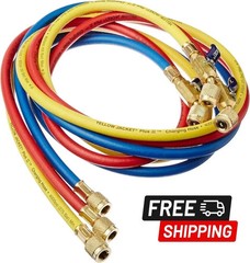 Yellow Jacket 29986 Plus II 1/4″ Hose with Compact Ball Valve 72″ (Pack of 3) US