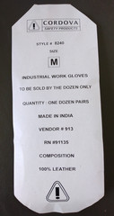 Cordova Safety Industrial Work Gloves White Cowhide Leather M ((12 Pairs) #8240