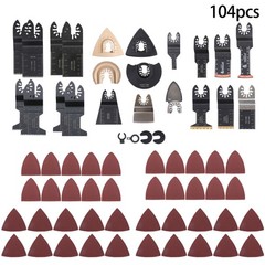 104 PCS Multitool Cutting Blades Kit Quick Release Oscillating Saw Blade Combina
